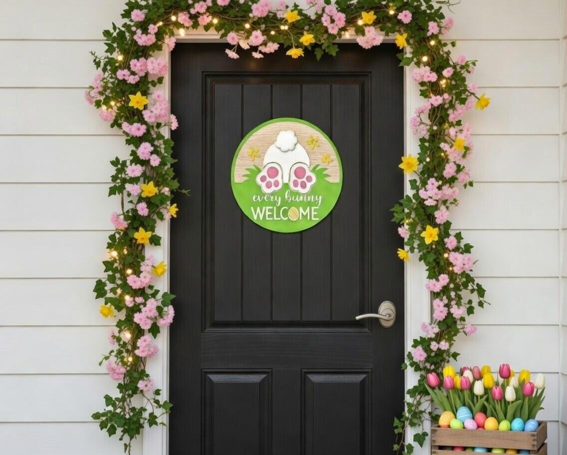 Welcome Every Bunny Grass Door Hanger DiY