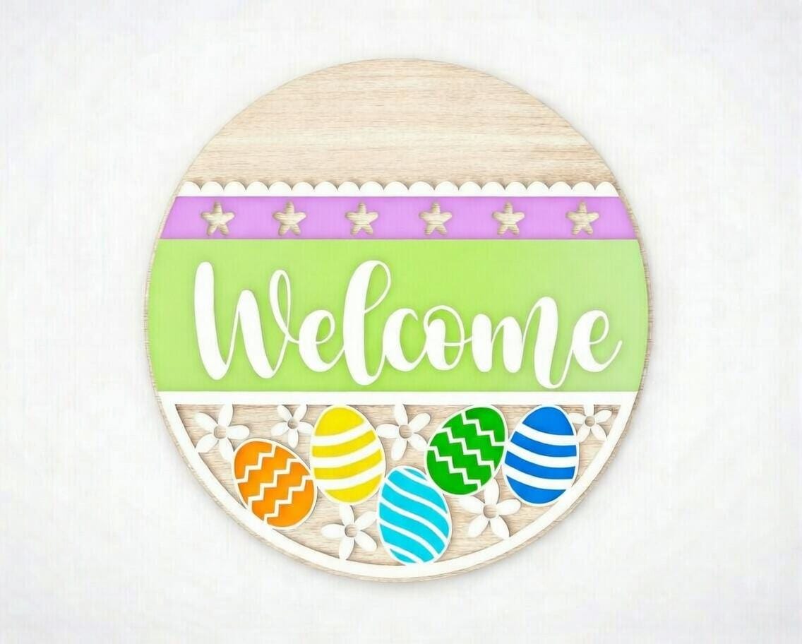 Welcome Easter with Stars and Eggs Door Hanger DiY