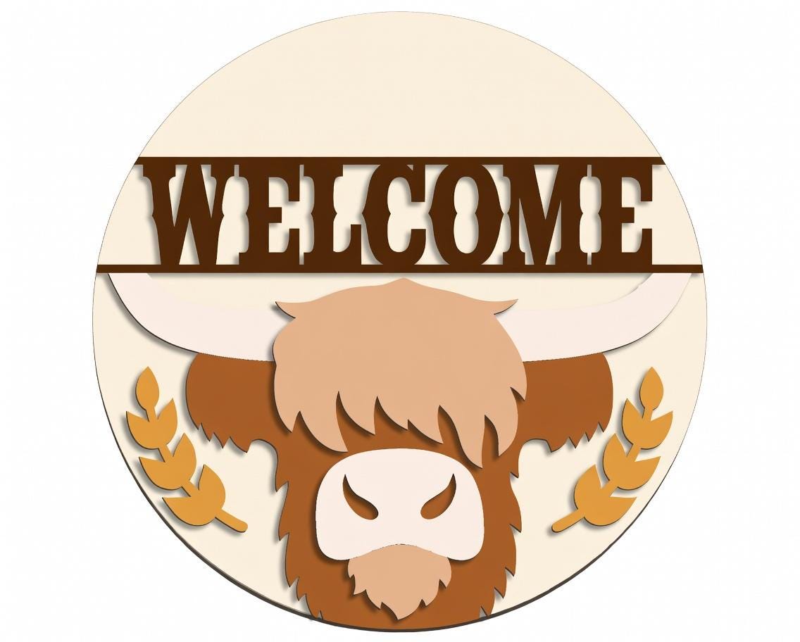 Welcome Highland Cow Door Hanger DiY