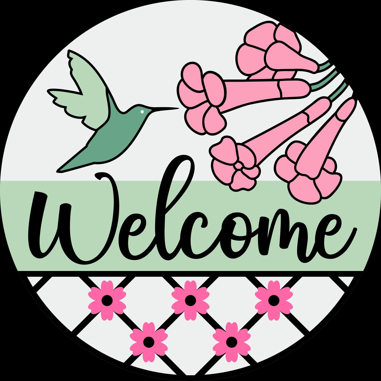 Welcome Hummingbird Wood Door Sign Blank