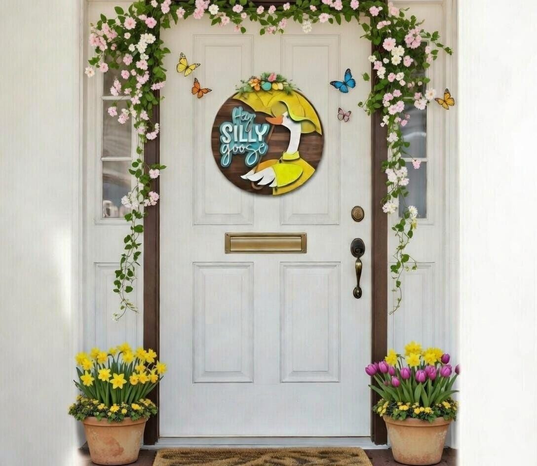Hey Silly Goose with a Raincoat Door Hanger DiY