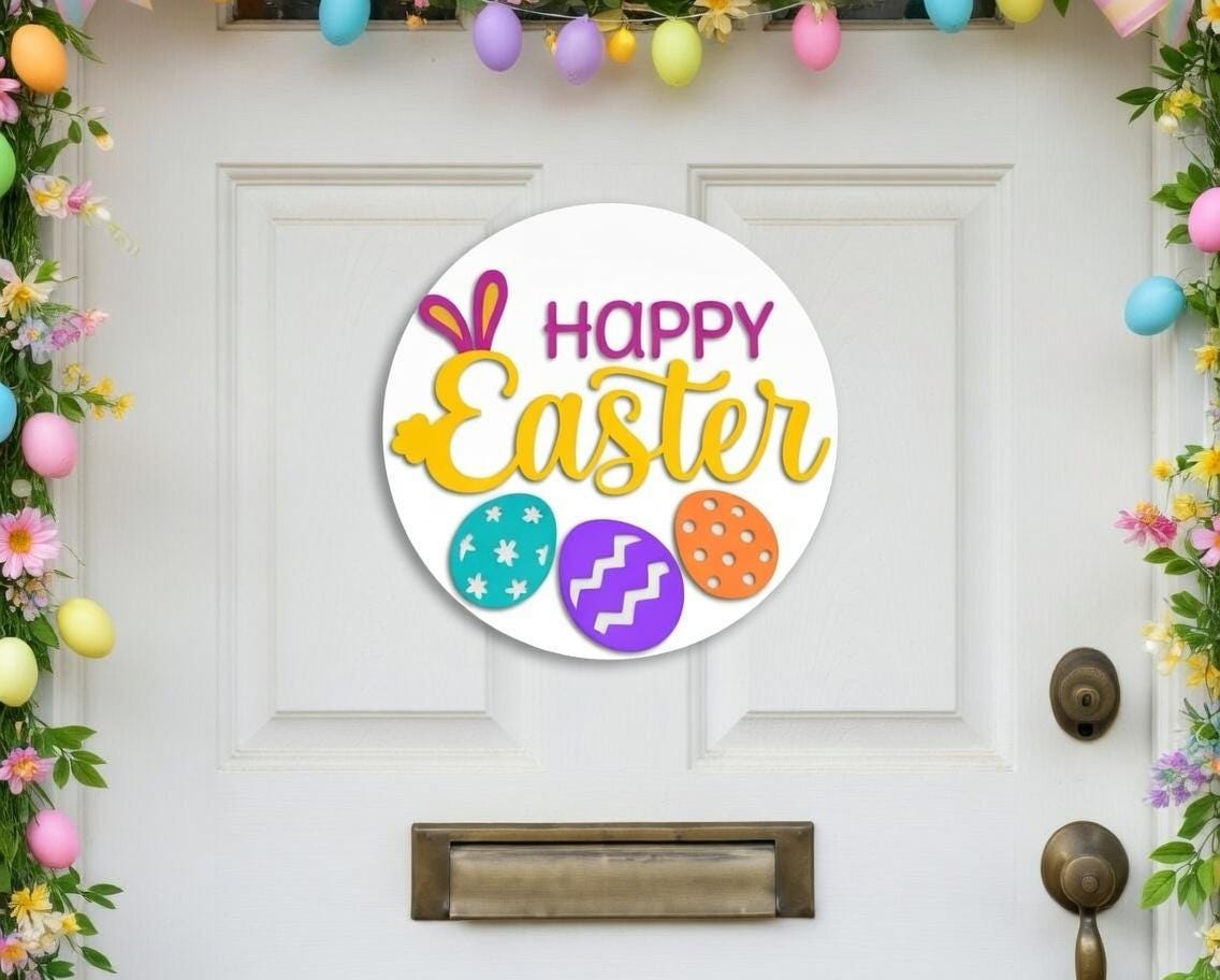 Happy Easter with Eggs on bottom Door Hanger DiY