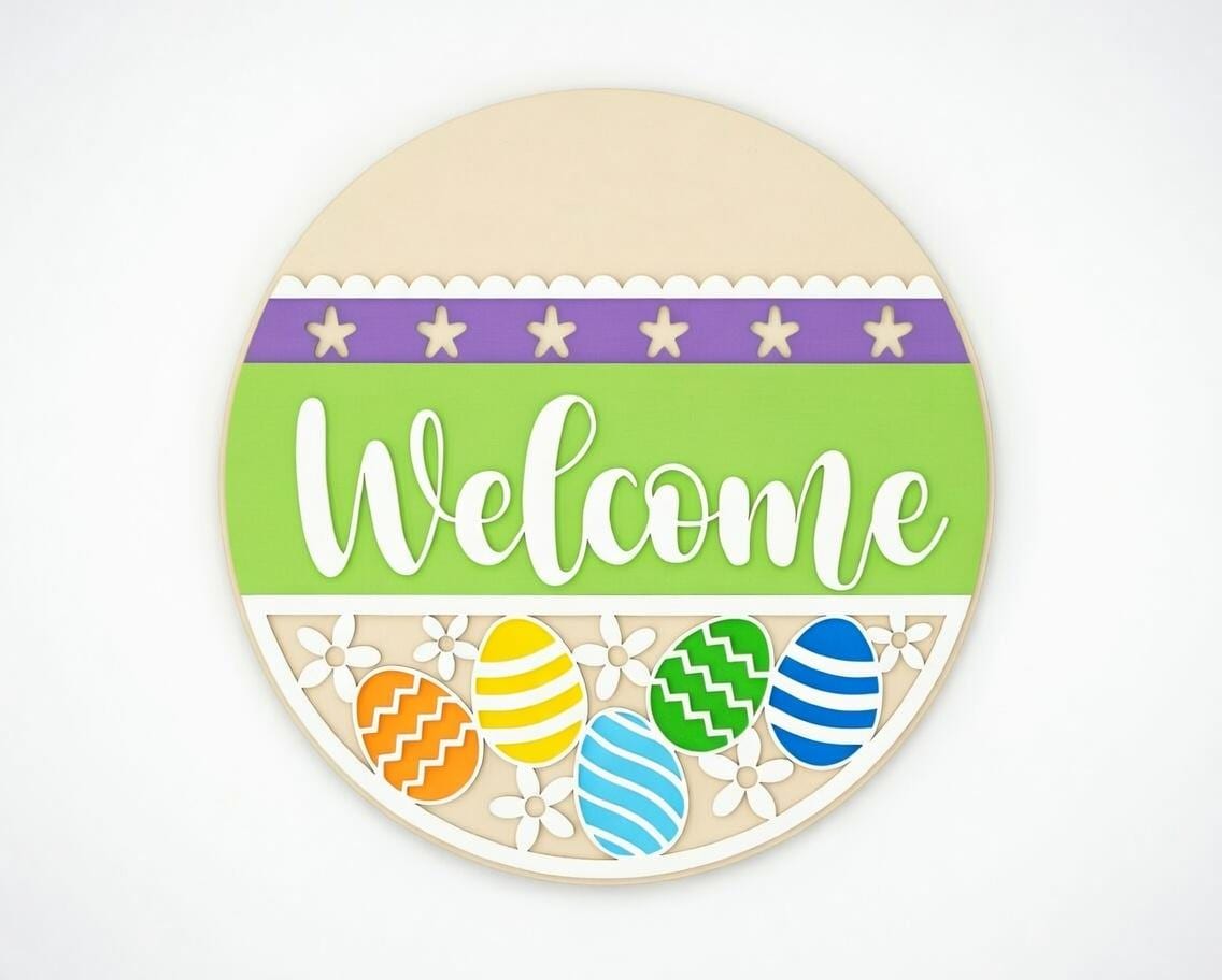 Welcome Easter with Stars and Eggs Door Hanger DiY