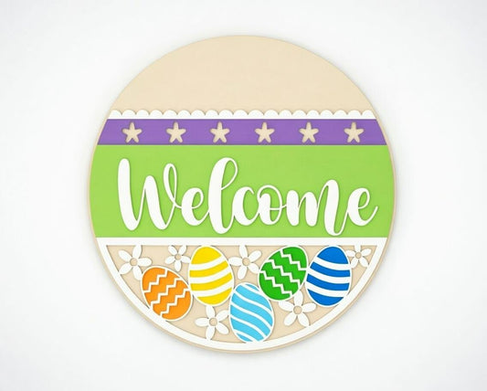 Welcome Easter with Stars and Eggs Door Hanger DiY
