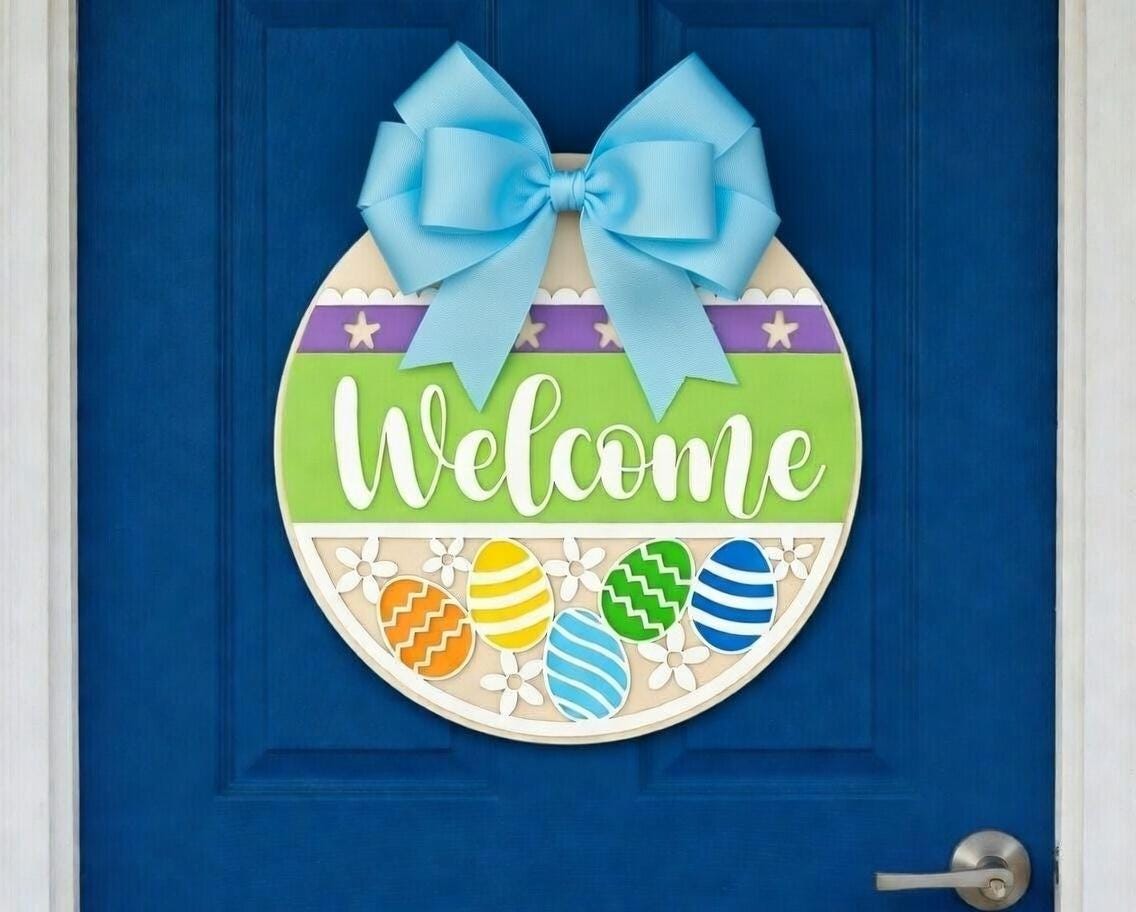 Welcome Easter with Stars and Eggs Door Hanger DiY