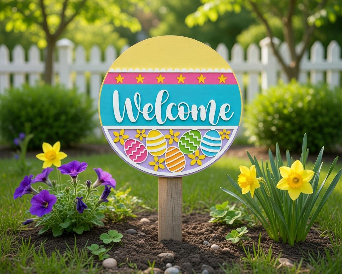 Welcome Easter with Stars and Eggs Door Hanger DiY