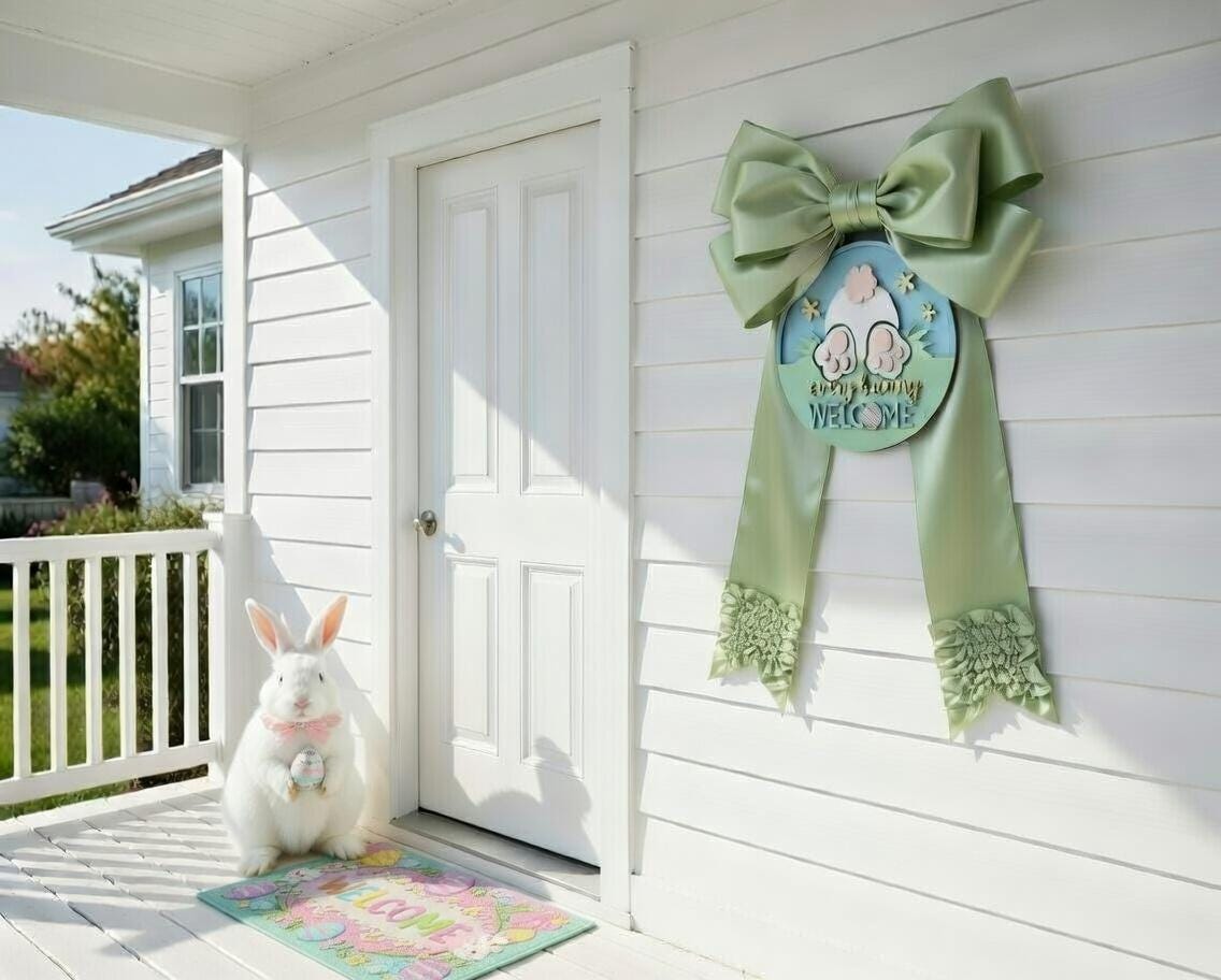 Welcome Every Bunny Grass Door Hanger DiY