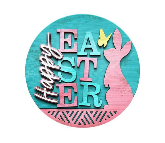 Happy Easter Bunny with outline Door Hanger DiY