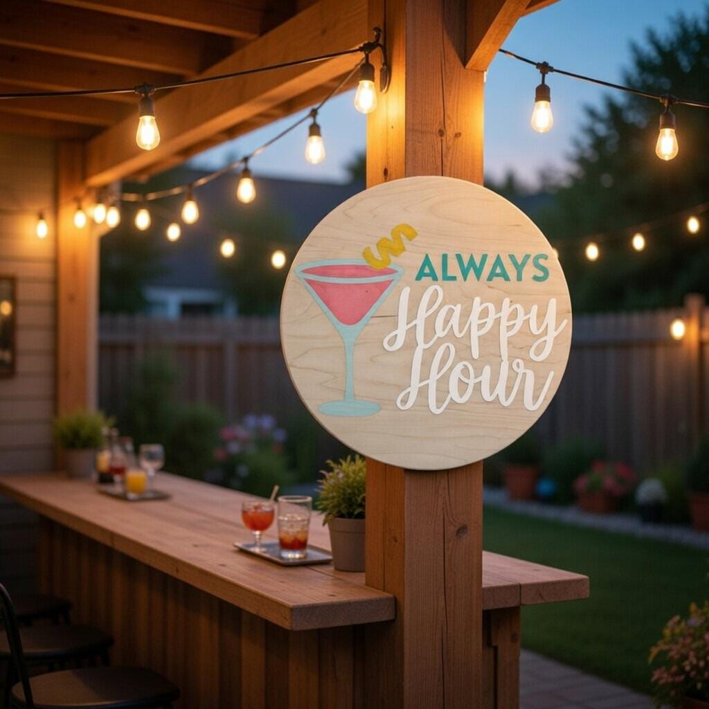 Always Happy Hour Sign Door Hanger DiY