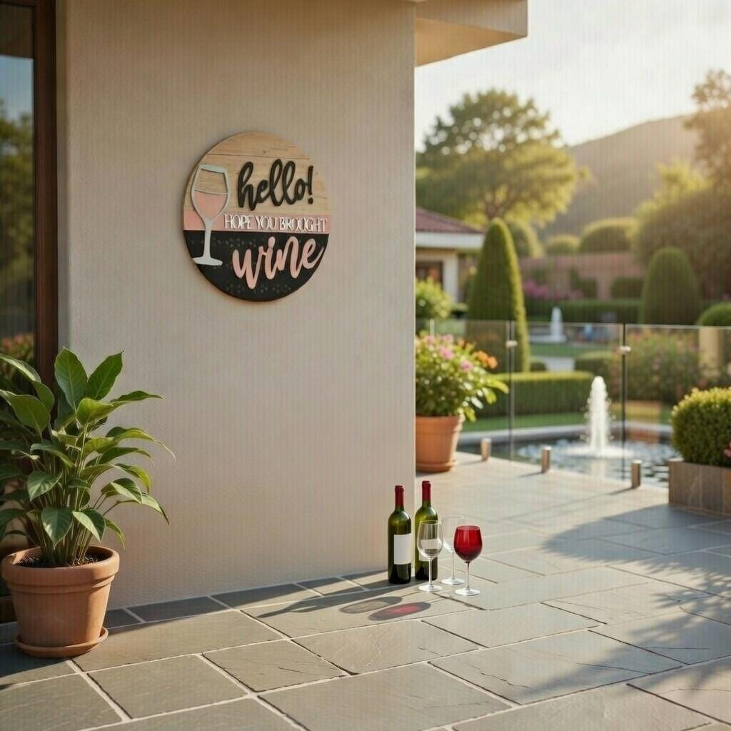 Hello Hope You Brought Wine Door Hanger DiY