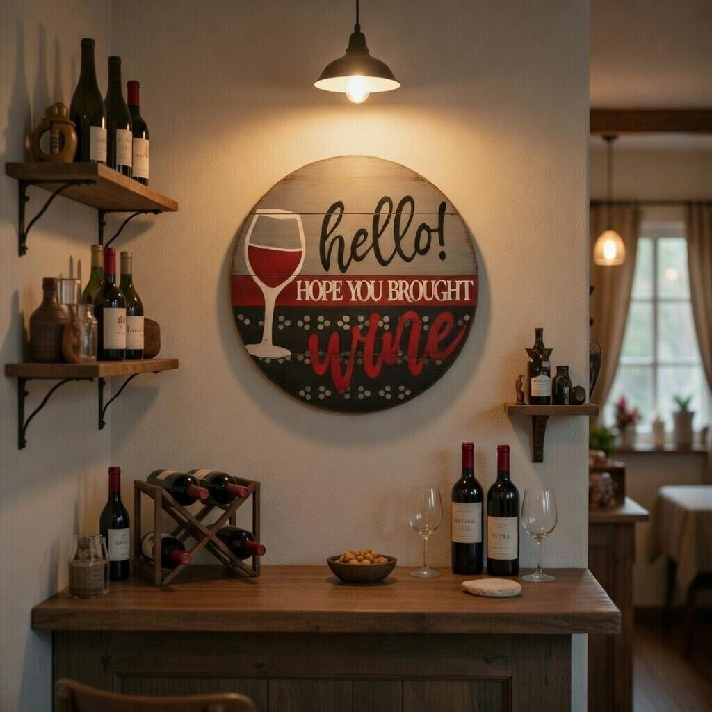 Hello Hope You Brought Wine Door Hanger DiY