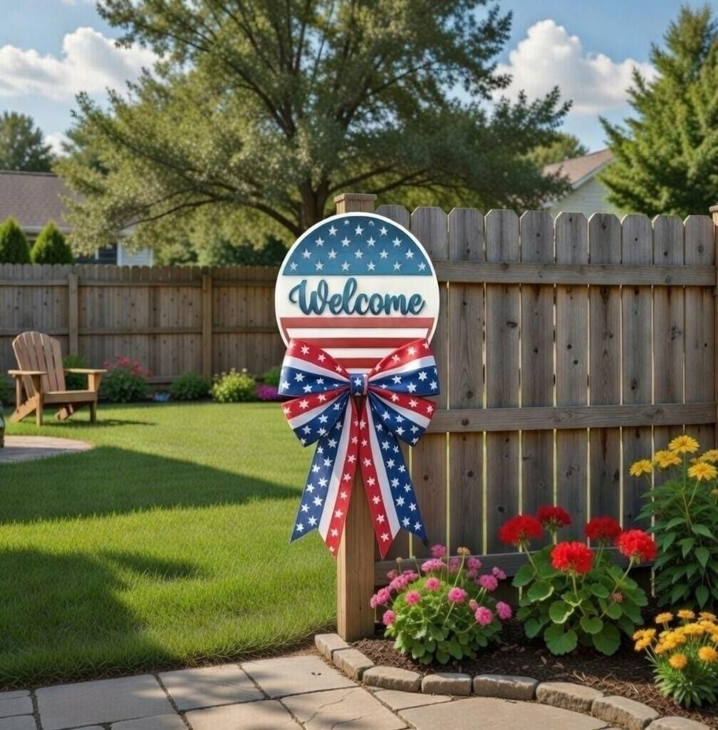 American Flag Welcome Style 1  Door Hanger DiY