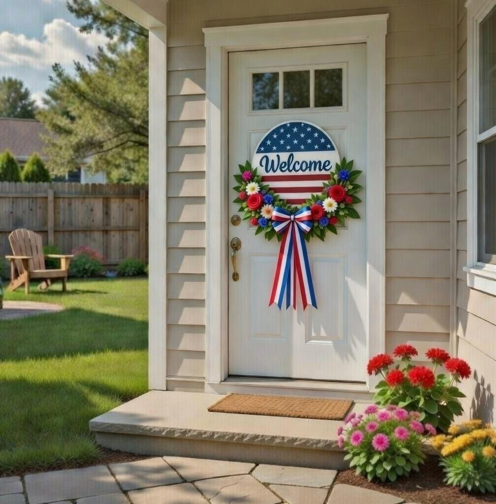 American Flag Welcome Style 1  Door Hanger DiY