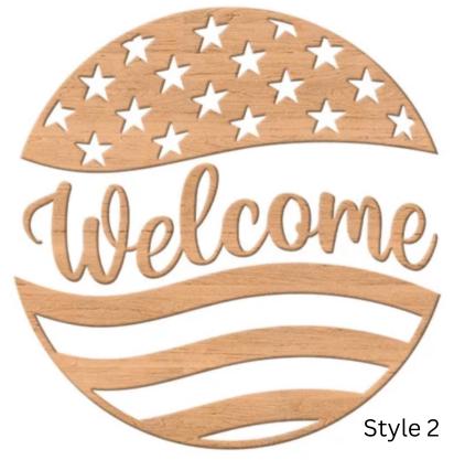 American Flag Welcome Style 2  Door Hanger DiY