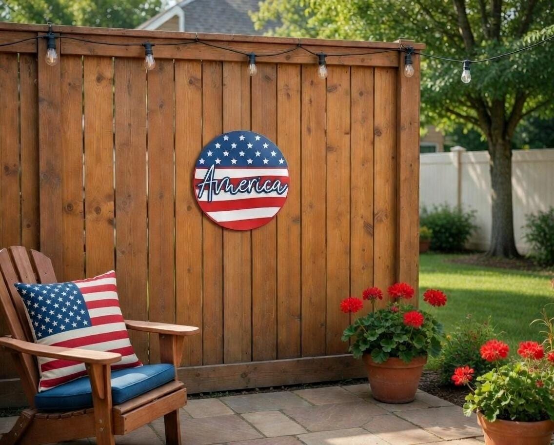 American Flag Round Door Hanger DiY