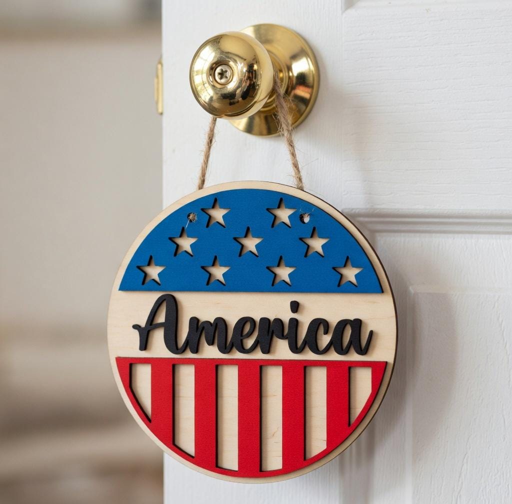 American Flag Welcome Style 3  Door Hanger DiY