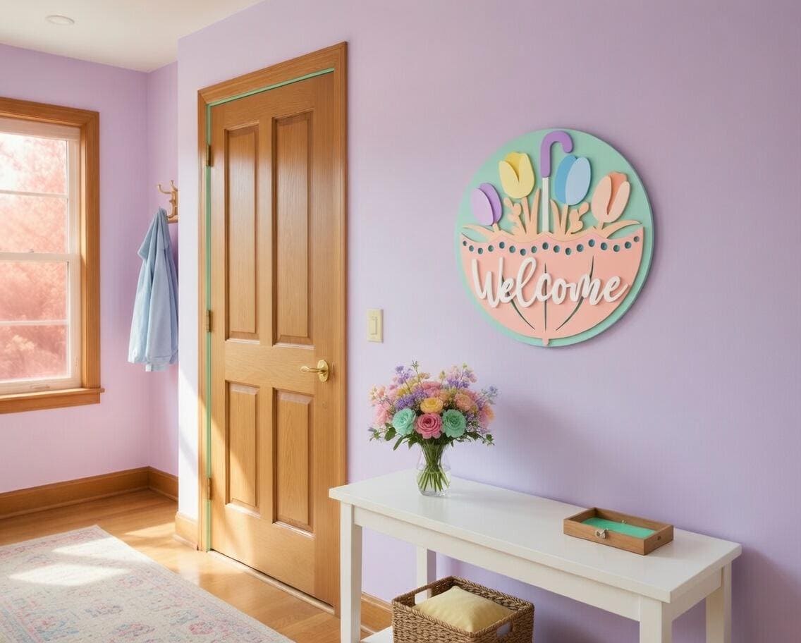 Welcome Umbrella and Tulips Spring Door Hanger DiY