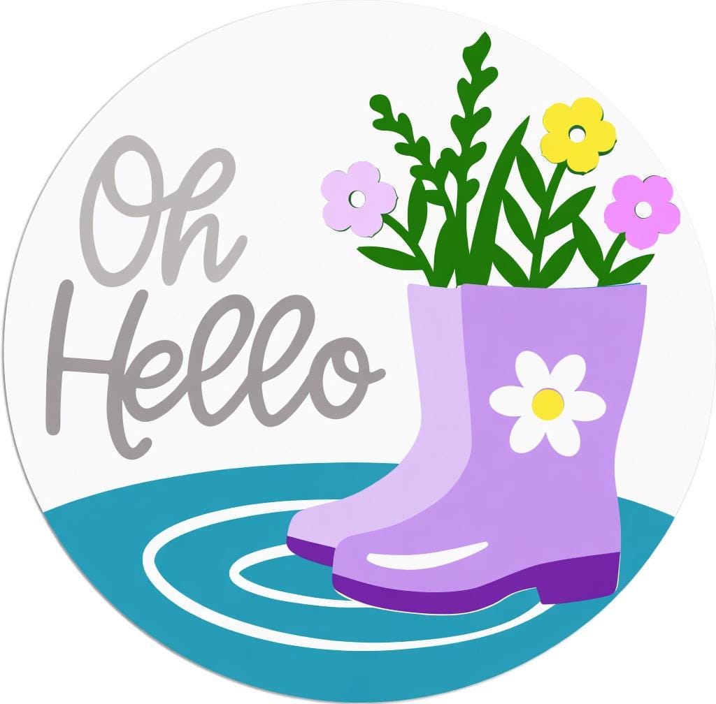 Oh Hello Rainboots Spring Wood Door Hanger DiY