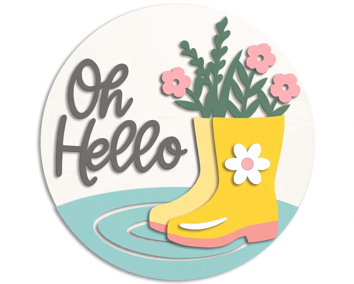 Oh Hello Rainboots Spring Wood Door Hanger DiY