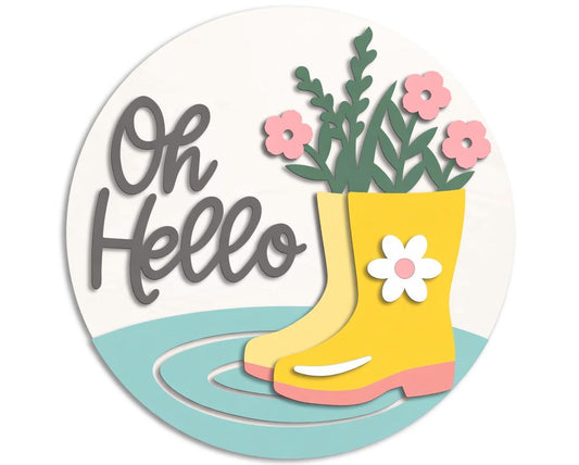 Oh Hello Rainboots Spring Wood Door Hanger DiY