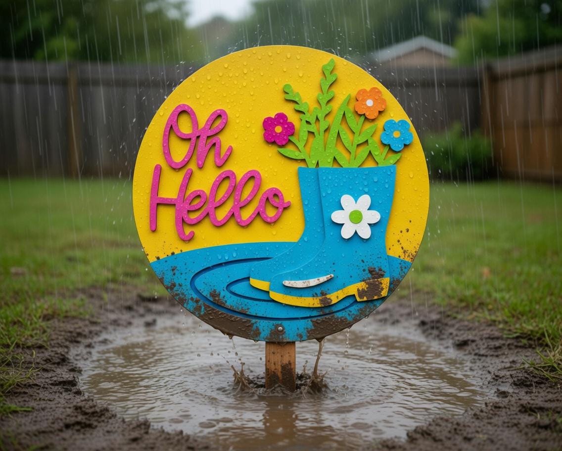 Oh Hello Rainboots Spring Wood Door Hanger DiY