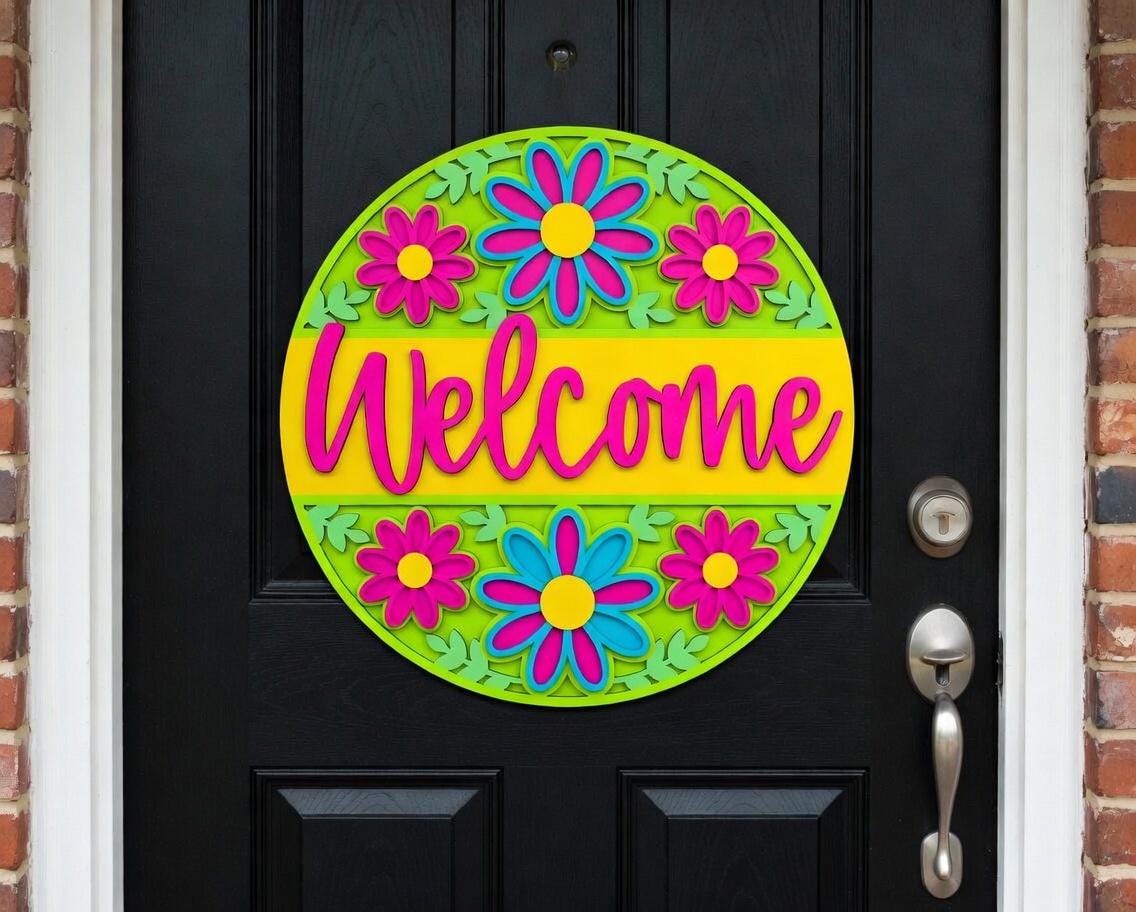 Welcome Flower Spring Door Hanger DiY