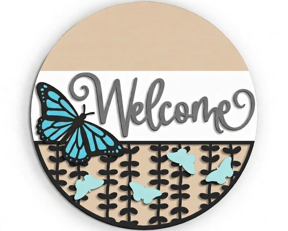 Welcome Butterfly Door Hanger DiY