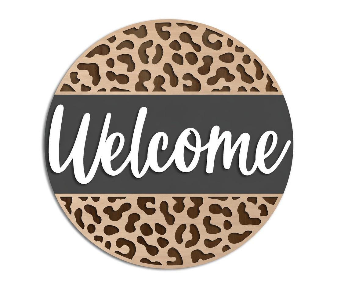 Cheetah Print Welcome Door Hanger DiY