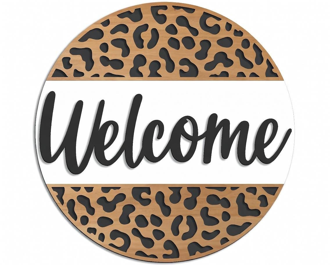 Cheetah Print Welcome Door Hanger DiY
