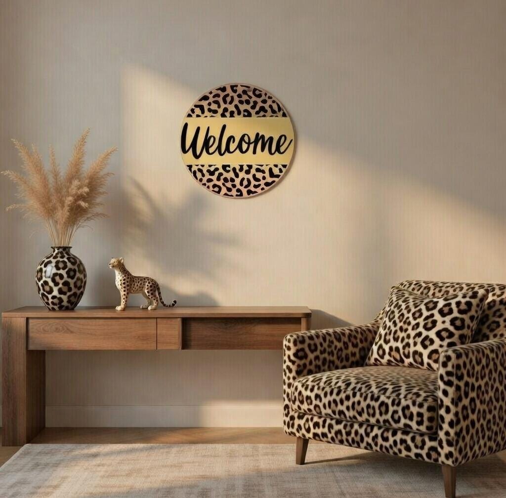 Cheetah Print Welcome Door Hanger DiY