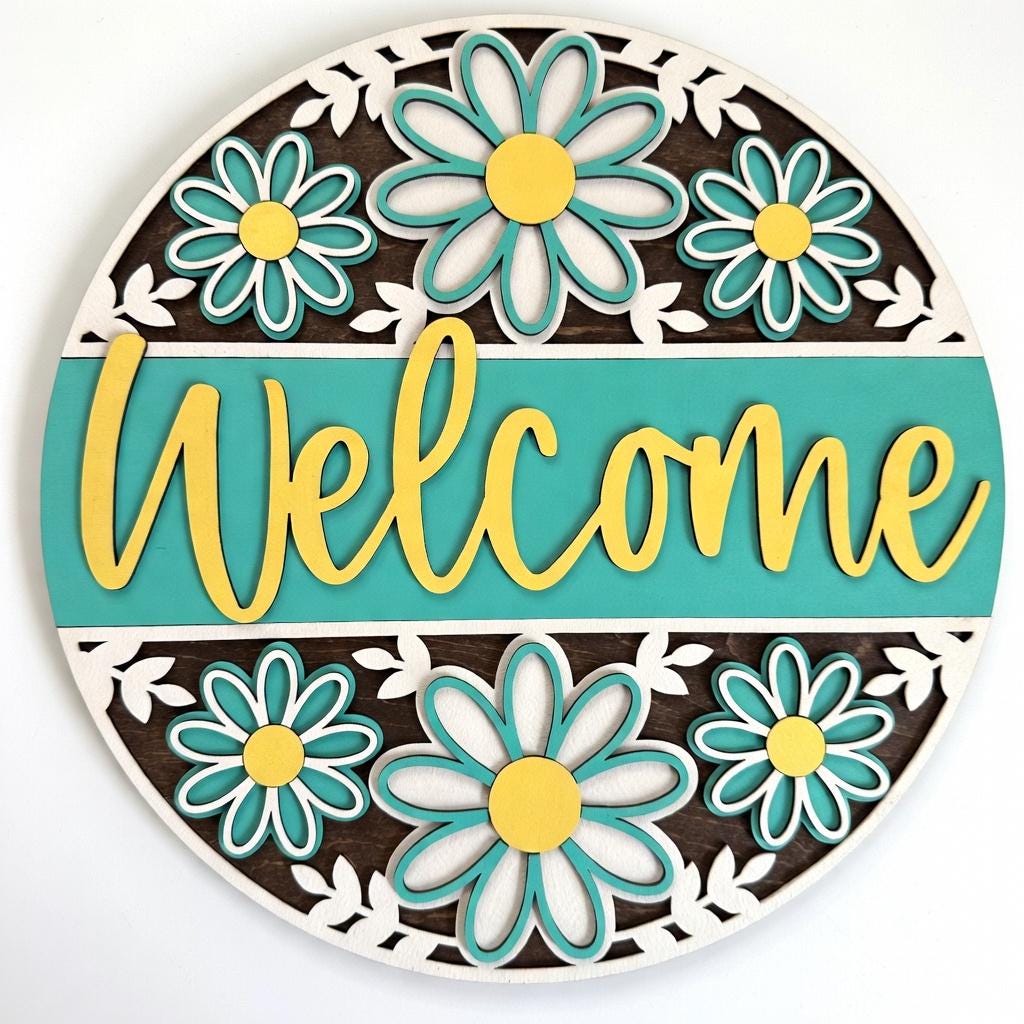 Welcome Flower Spring Door Hanger DiY