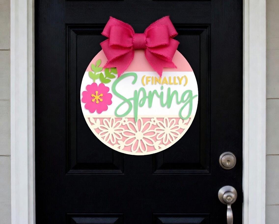 Spring (Finally) Floral Wood Door Sign DIY