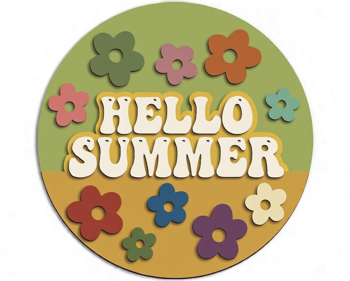 Hello Summer Retro Flower Door Hanger DiY