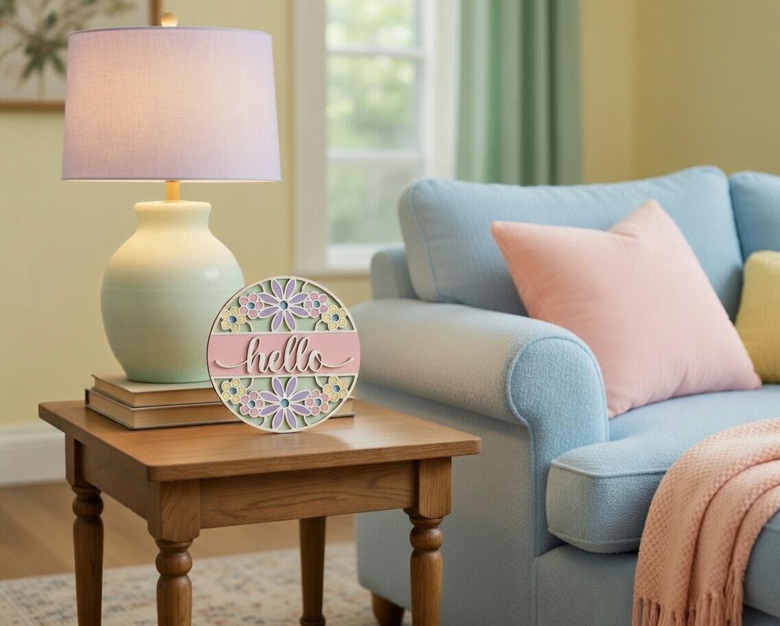 Hello Flower Round Door Hanger DiY