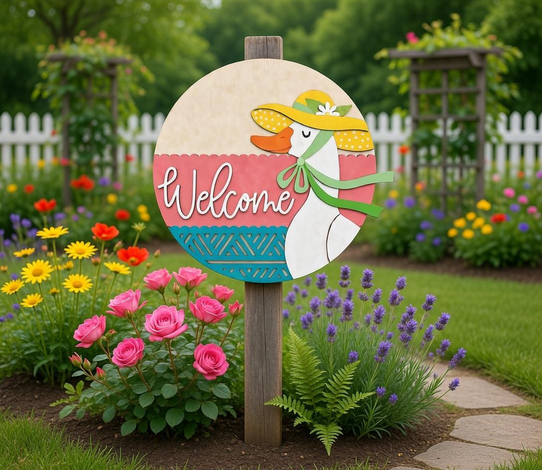 Welcome Goose with Summer Hat  Door Hanger DIY
