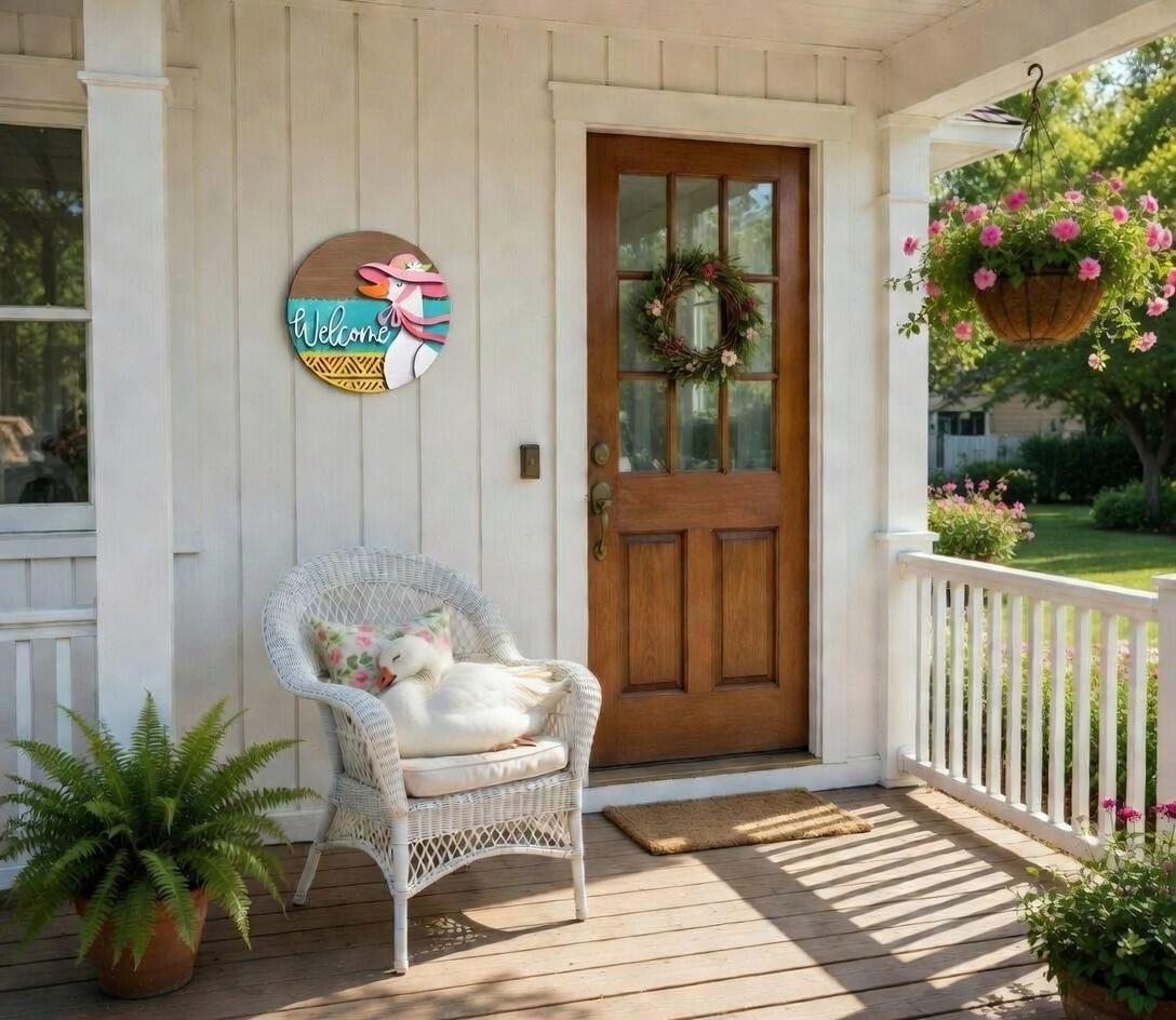 Welcome Goose with Summer Hat  Door Hanger DIY