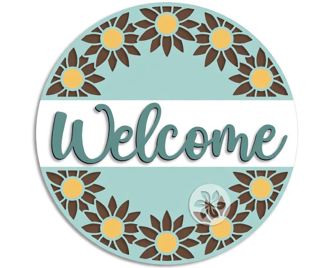 Welcome Round Sunflower Wreath Door Hanger DiY