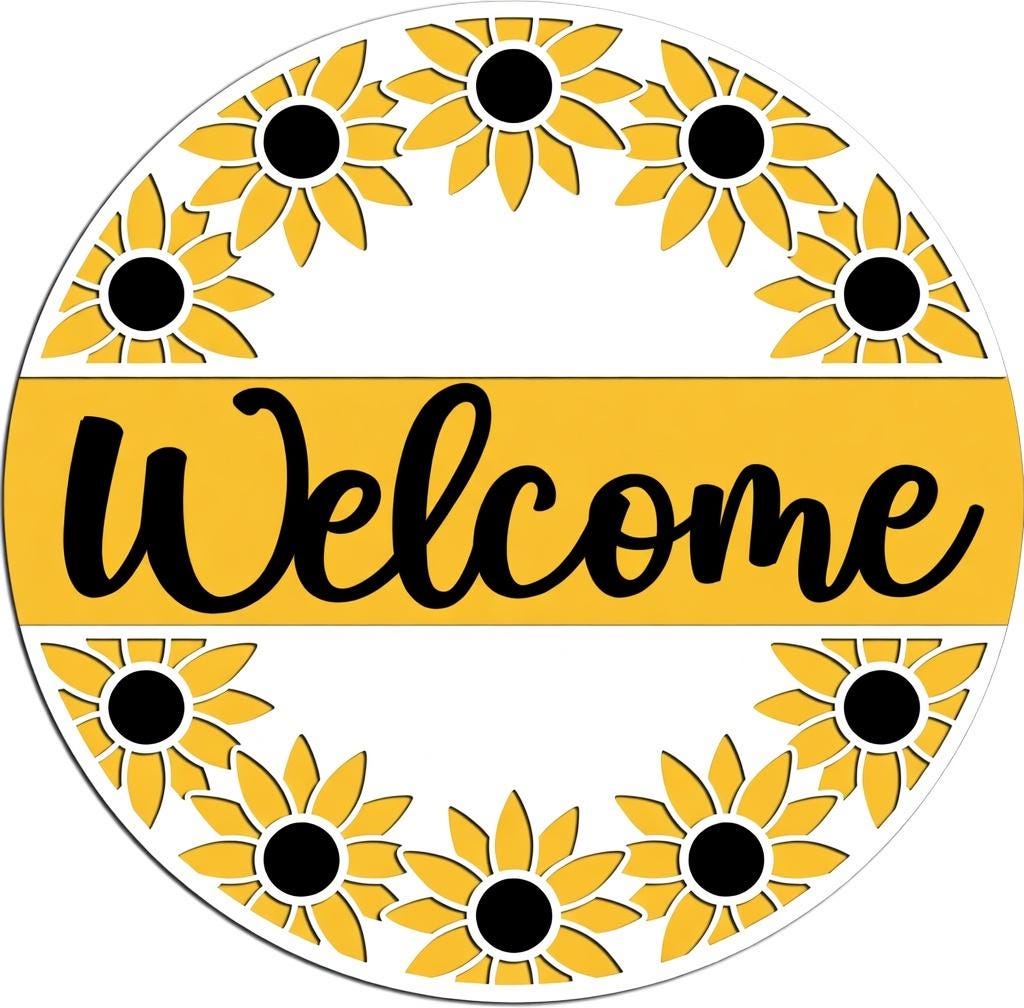 Welcome Round Sunflower Wreath Door Hanger DiY