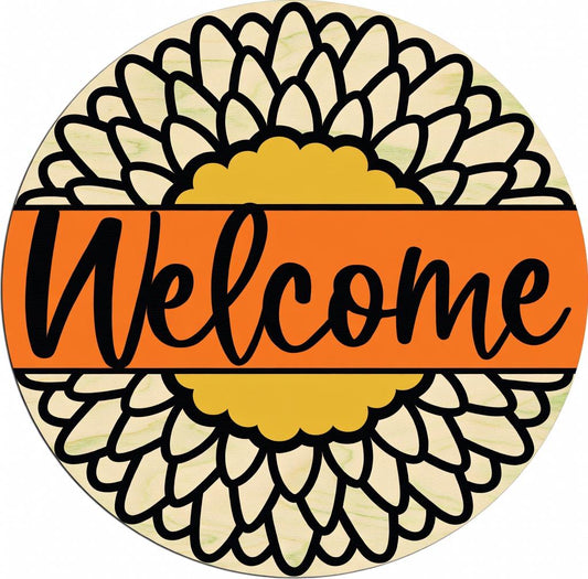 Welcome Round Sunflower Door Hanger DiY