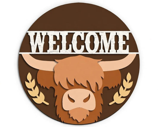 Welcome Highland Cow Door Hanger DiY