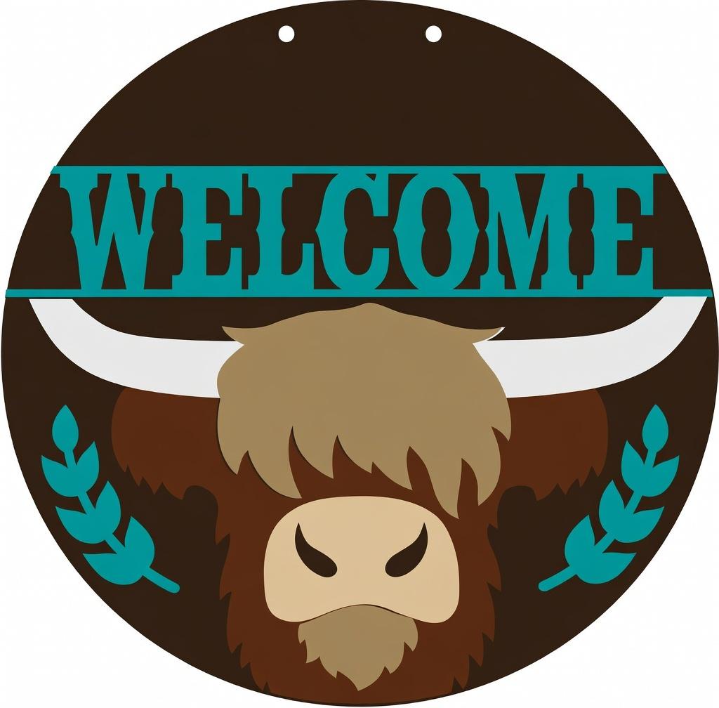 Welcome Highland Cow Door Hanger DiY