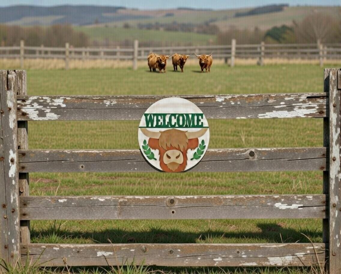Welcome Highland Cow Door Hanger DiY