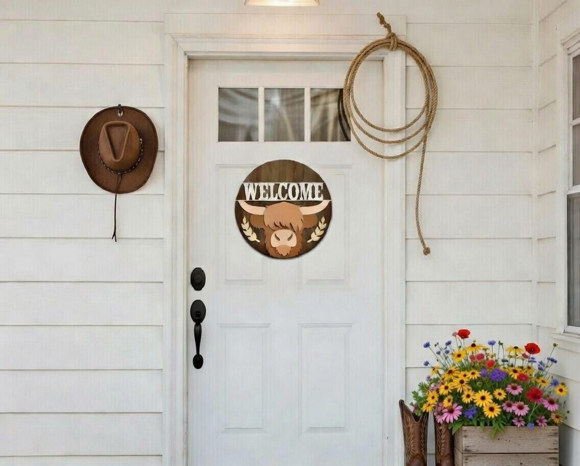 Welcome Highland Cow Door Hanger DiY