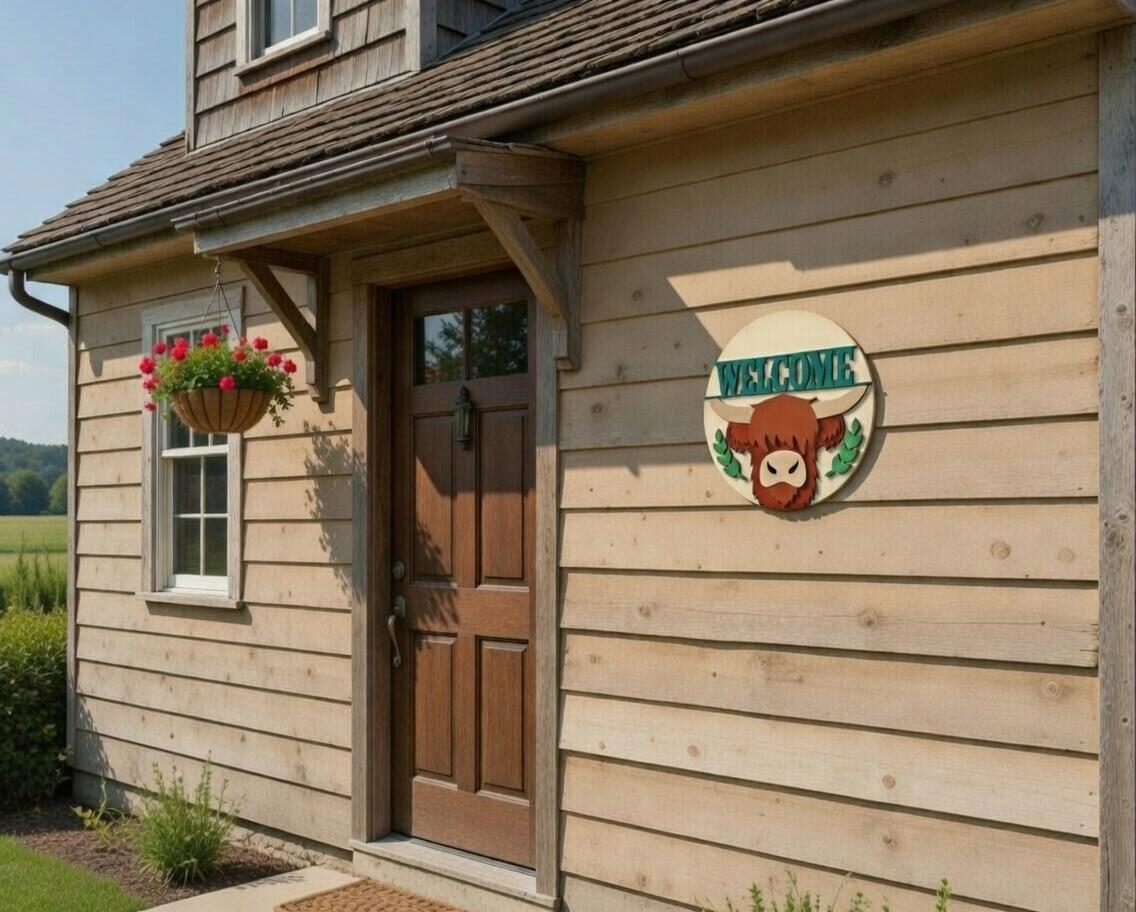 Welcome Highland Cow Door Hanger DiY