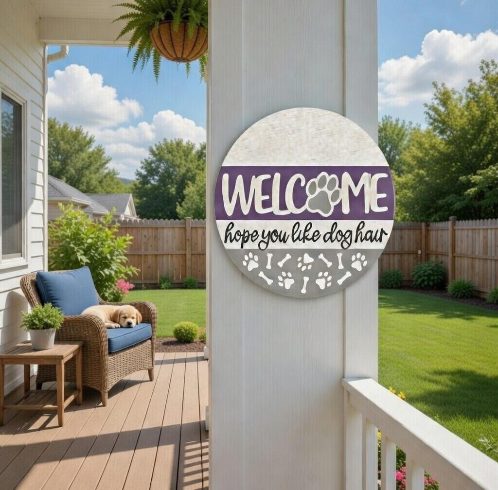 Welcome "Hope you like dog hair" Door Hanger DiY