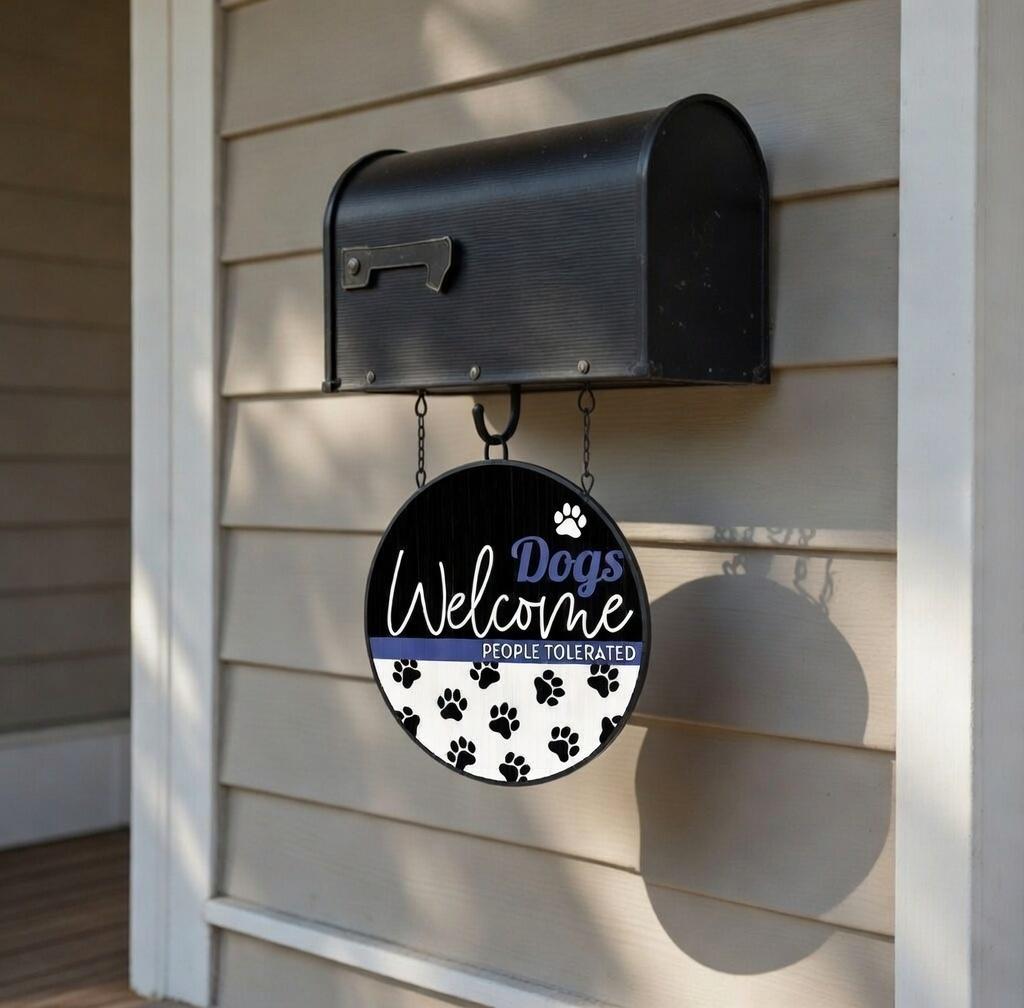 Dogs Welcome People Tolerated Wood Door sign DiY