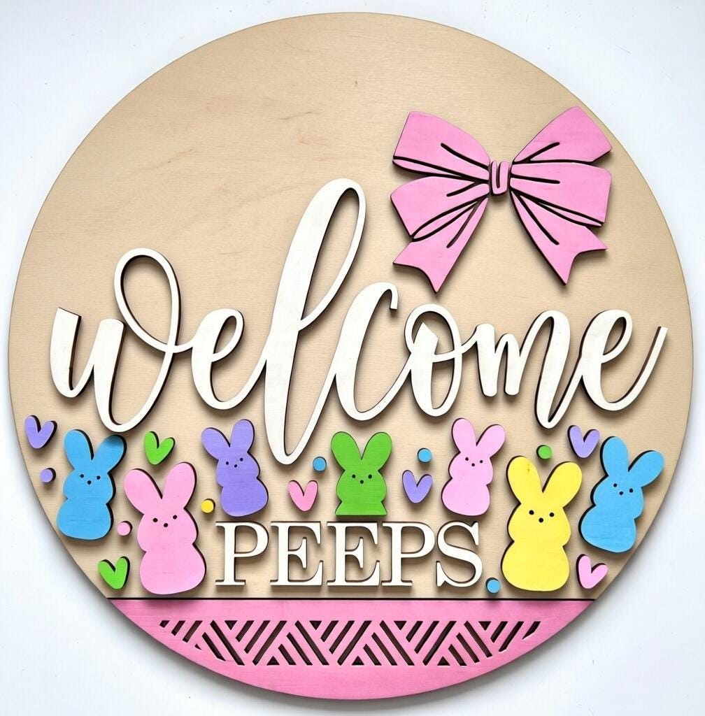 Easter - Welcome Bunny Peeps with a Bow Door Hanger DiY