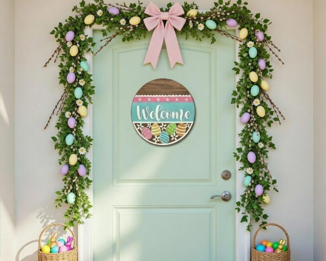 Welcome Easter with Stars and Eggs Door Hanger DiY