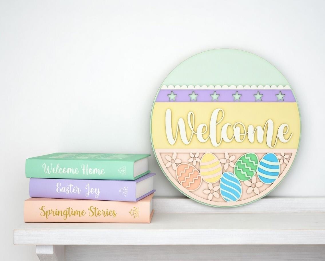 Welcome Easter with Stars and Eggs Door Hanger DiY