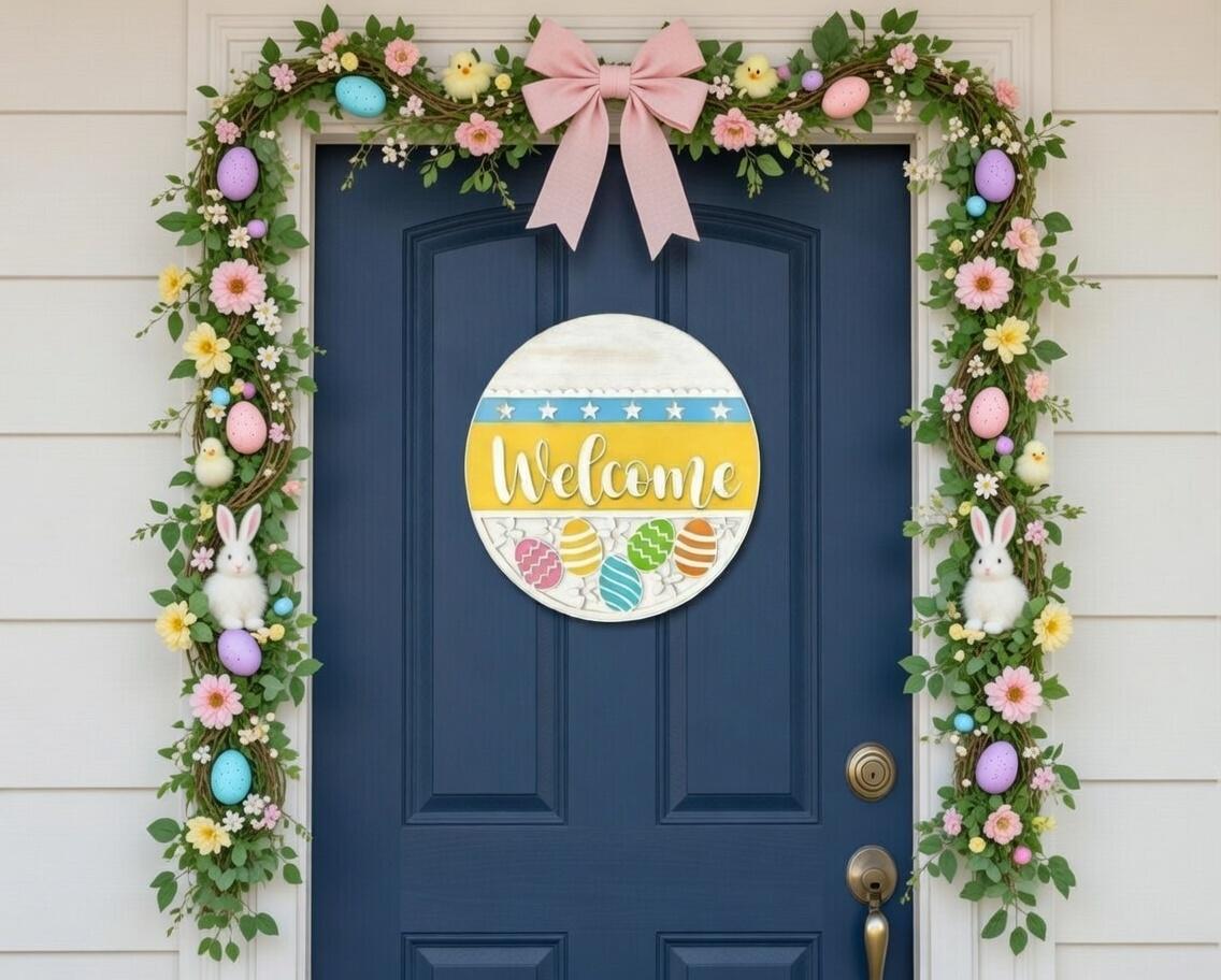 Welcome Easter with Stars and Eggs Door Hanger DiY